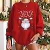 Natal Novo JOY Carta Papai Noel Suéter Impresso Ombro das Mulheres Grande Tamanho Pescoço Redondo Suéter Mulheres