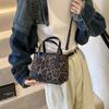 Bolso popular de este año para mujer otoño e invierno 2024 nueva moda bolso de cubo portátil con textura retro leopardo bolso cruzado para mujer