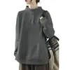 Sudadera de mujer de corte holgado, estilo otoño e invierno, top tipo jersey de cuello medio alto, algodón puro, casual, versátil, chaqueta cálida nueva