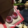 Joias Corindo Vermelho Joias de Girassol Anel de Contas Banquete de Casamento Combinação de Anel de Rubi Flor