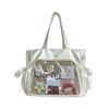 Mochila Dupla Face Estilo Ballet Laço de Fita Grande Capacidade Bolsa de Ombro/Axila Original Desenho Animado Bolsa de Dor Bolsa Tote