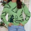 Suéteres Transfronterizos Nuevos Europeos y Americanos de Otoño e Invierno para Mujer Amazon Sueltos de Manga Larga Cuello Redondo Suéteres Jersey de Dinosaurio de Dibujos Animados