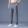 Pantalones Casuales Finos de Verano para Hombre 2026 Seda Helada Cintura Elástica Rectos Sueltos Elásticos Largos Transpirables de Secado Rápido