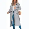¡En stock! Sitio Independiente de Amazon Abrigo de Trinchera para Mujer Europeo y Americano Otoño e Invierno 2023 Abrigo Negro
