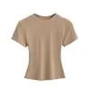 Camiseta Base Slim Fit Estilo Americano Ins Menina Apimentada para Mulheres, Camiseta Elástica Apertada de Verão, Manga Curta Gola Redonda, Top Cor Sólida Emagrecedor, Tendência