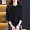 Nuevo Cárdigan de Punto Estilo Coreano para Mujer Otoño/Invierno 2026, Chaqueta Corta de Suéter de Moda con Adorno de Pedrería
