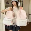 Mochila de Viaje Linda a Cuadros con Lunares y Ribete de Encaje Estilo Girly Mochila de Estudiante Estilo Dulce Japonés