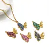 Moda Acero Inoxidable Gota de Aceite Mariposa Colgante Pedrería Colgante DIY Collar Pendiente Joyería Accesorios Venta al por Mayor Transfronterizo