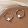 Brincos de Pérola Coreanos de Alta Qualidade 2026, Agulha de Prata Estilo Vintage Chanel Diamante Colorido Estrela de Oito Pontas Brincos de Tarraxa Atacado