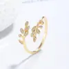 Anel de Folha Estilo Floresta para Mulheres, Anel de Prata 925, Joia de Zircônia de Alto Padrão de Nicho, Anel de Acessório de Mão Estilo Ins Moda Transfronteiriça