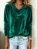 Top casual de veludo dourado liso para mulheres 2026 outono e inverno