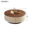 Mesa de Café Redonda Estilo Vintage para Sala de Estar, Lujo Ligero Moderno, Minimalista de Gama Alta, Conjunto de Madera de Nogal Antiguo Estilo Italiano