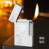 Rueda de desbaste lateral deslizante de acero Langsheng Encendedor de llama abierta oblicua inflable Patrón de doble cara Encendedor de regalo