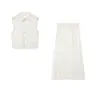 Ropa de Mujer Transfronteriza 2026 Moda Europea y Americana Conjunto de Chaleco sin Mangas de Lino + Falda para Mujer K41824/25