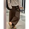 Pantalones Balloon Marrón Café de Otoño para Mujer, de Cintura Alta, Tallas Grandes, Estilo Perezoso, Serie de Colores Melard, Pantalones Casuales de Pierna Ancha