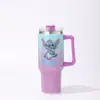 Taza Térmica Popular de Diamantes con Pegamento de Amazon Acero Inoxidable Diamante 40oz Taza de Coche con Asa Paja de Acero Inoxidable Taza Térmica