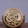 Estufa de Mano para el Hogar Estilo Antiguo de Cobre Puro con Dragón y Fénix Quemador de Incienso, Estufa de Sándalo Estilo Suzhou para Quemar Carbón, Quemador de Incienso de Cobre Calentador de Mano Adorno