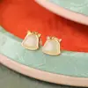 Yuebao Joyería Jade Natural Hetian Plata de Ley S925 Chapado en Oro Caballo Animal del Zodiaco Año Super Lindo Lindos Aretes Aretes de Botón