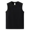 LOGO personalizado, exclusivamente para ventas transfronterizas, algodón peinado de 230 g, cuello redondo, peso pesado, casual, versátil, color liso, camiseta sin mangas para hombre