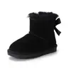 Venta al por mayor de fábrica Botas de Nieve para Niños de Lana Integrada con Piel Sintética Zapatos de Algodón de Cuero Genuino Botas Cortas Engrosadas con Lazo para Niñas Pequeñas y Medianas