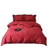Set Romántico de Encaje Rojo Bordado con Rosas de Algodón de Fibra Larga Satín Sedoso Puro Algodón Juego de Cama