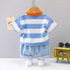 Meninos Verão Manga Curta Coreano Lapela Polo Camisa T-shirt Infantil Terno 2021 Verão Estilo Ocidental Roupas para Bebê