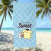 Toalla de Playa con Estampado de Perro Pudín de Sanrio, Absorbente de Agua, Secado Rápido, Fibra Ultrafina, Toalla de Baño para Vacaciones, Directo de Fábrica
