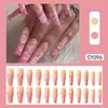 Estilo Hot Girl Uñas de Ballet Extra Largas, 24 Piezas Arte de Uñas Blanqueador con Gradiente de Corazón, Pegatinas para Uñas Transfronterizas Suministro Directo