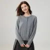 Cárdigan simple, versátil, de cuello redondo, con botones, de color liso. 35% cachemira, 65% lana. Cárdigan de punto de manga larga, nuevo para otoño/invierno