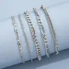 Explosões Transfronteiriças Ins Exquisite Retro Corrente Pura Corrente Corrente terno Conjunto de 5 peças Feminino de Corrente Grossa e Fina Acessório Avançado para Pés