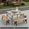 Uma Mesa Dobrável de Aço Inoxidável Essencial para Acampamento e Churrasco, com Alto Valor Estético, Forte Portabilidade e Montagem Rápida