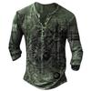 Camiseta holgada de manga larga para hombre, nueva, con estampado digital 3D, brújula, hebilla diaria, cuello en V y manga larga.