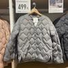 Jaqueta Feminina Casual Leve de Gola V Nova para o Inverno de 2021, Diária, Simples, 439707, Quente, Design Curto