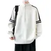 Outono e Inverno Gola Alta Zíper Tricô Novo Estilo Fio Tricotado Adolescente Solto Camada Base Quente Suéter de Tricô Tricô Casual