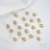 Fuerte retención de color juego de oro de 14K en bolsa fila doble de circonita cuentas cilíndricas pulsera de perlas DIY collar accesorios de joyería con cuentas