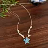 Collar con Colgante de Estrella de Mar Transfronterizo Europeo y Americano para Mujer, Accesorio de Moda Estilo Vacaciones en la Isla, Cadena para Suéter Versátil de Personalidad Simple Tendencia