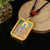 Pingente Thangka Pintado à Mão Guanyin Amitabha Caixa Gawu Novo Thangka de Xizang Colar Dourado Dupla Face