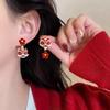 Brincos e Clips de Orelha Despertar do Leão Ano Novo Adequados para Outono e Inverno Brincos Vermelhos para Mulheres Nicho Único Elegante Brincos High-End