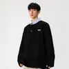 Sudadera de dos piezas falsas con empalme de cuello de camisa, marca de moda nueva para hombre, primavera y otoño, alta gama, cuello polo, camiseta americana de manga larga
