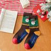 Calcetines para niñas otoño e invierno lindos de dibujos animados calcetines de media caña para mujer ins calcetines navideños modernos europeos y americanos calcetines rojos calcetines navideños
