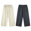 Pantalones de trabajo versátiles K26619 NEOISM, retro japonés, modernos, desgastados, rotos, de pierna recta holgada para hombre