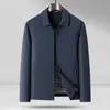 Chaqueta de Hombre para Primavera y Otoño con Cuello Ejecutivo, Cremallera, Casual de Negocios, Color Sólido, Chaqueta de Moda
