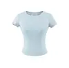 Camiseta básica de manga corta, cuello redondo, simple y sexy, nuevo estilo de verano, color liso versátil, corte ajustado, longitud corta