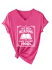 Tenho lido Amazon wish estação independente moda versátil confortável feminina gola V manga curta camiseta