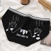Estilo Japonés Sencillo Blanco y Negro Lindo Dibujo Animado Estilo Coreano Ropa Interior para Niñas Cintura Media Cadera Transpirable Triángulo Ropa Interior para Mujeres