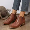 2025 Nuevas Botas de Mujer para Primavera y Otoño Talla Grande Exportación Transfronteriza Cremallera Lateral Botas de Moda Botines Tacón Grueso Talla 43 Botines Casuales