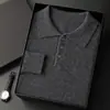 Camisa de Cachemira para Hombre Europea Camisa Cuello Polo Casual de Negocios Manga Larga Suéter Pulóver Tejido Suelto Camisa Base