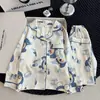 Nuevo conjunto de algodón nube para primavera y otoño, de manga larga y pantalón largo, con estampado de dibujos animados, cómodo para casa, para niños y niñas, adecuado para niños mayores y conjuntos a juego para padres e hijos