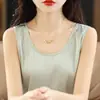 Camisola de Satén Holgada de Cuello Redondo para Mujer Verano 2026, Prenda Interior Delgada para Usar Debajo de un Blazer como Top Base