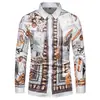 Camisa de Manga Larga para Hombre Estilo Étnico Impresión 3D, Cierre de un Botón, Cuello de Solapa, Multicolor, Moda Transfronteriza Temu